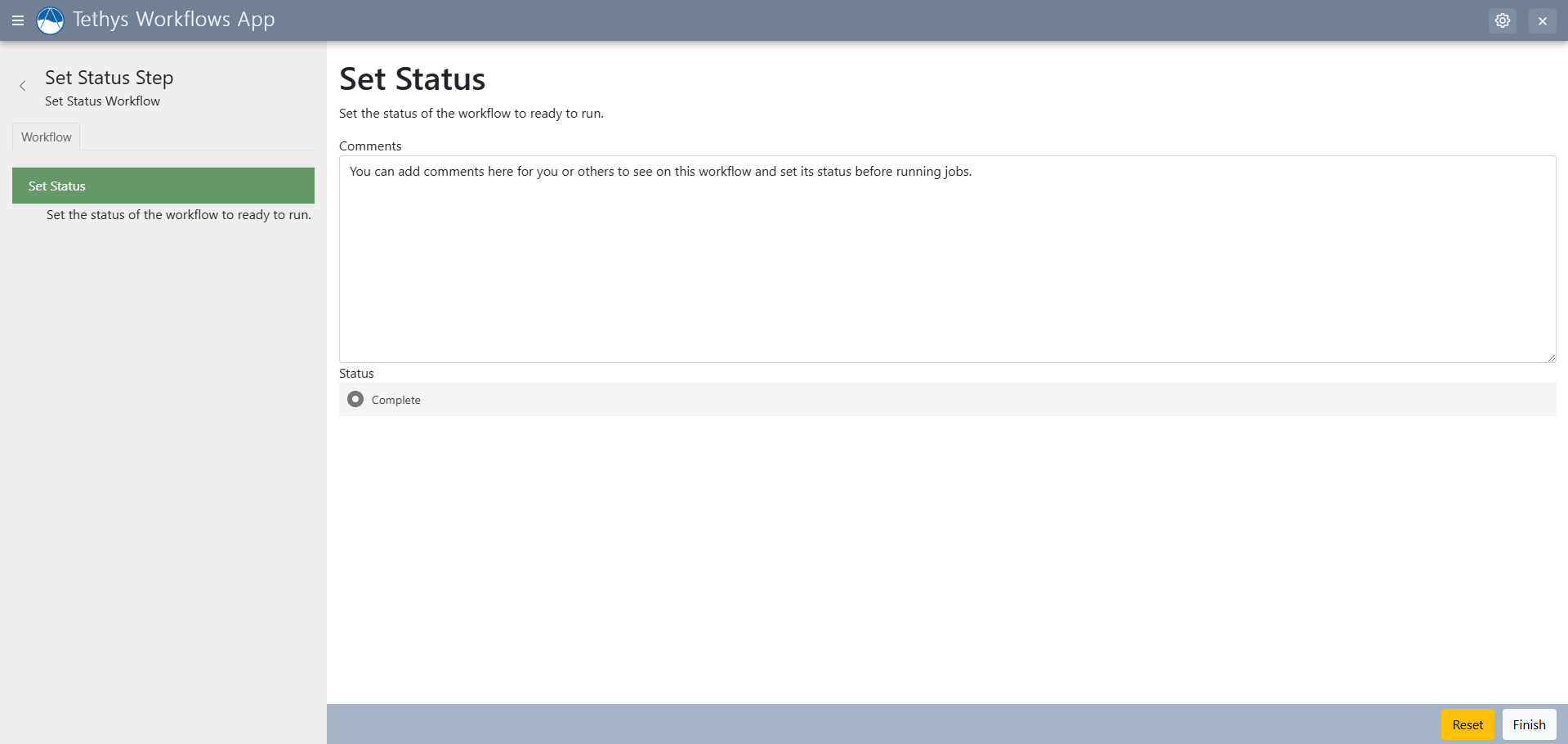 Set Status Step Screenshot